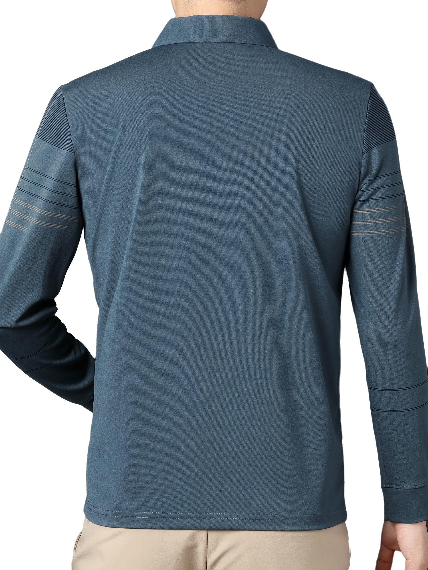 Men's Vintage-Inspired Striped Shirt with Chest Pocket - Breathable, Long Sleeve, Button Detail for Golf & Outdoor Activities - Image 26