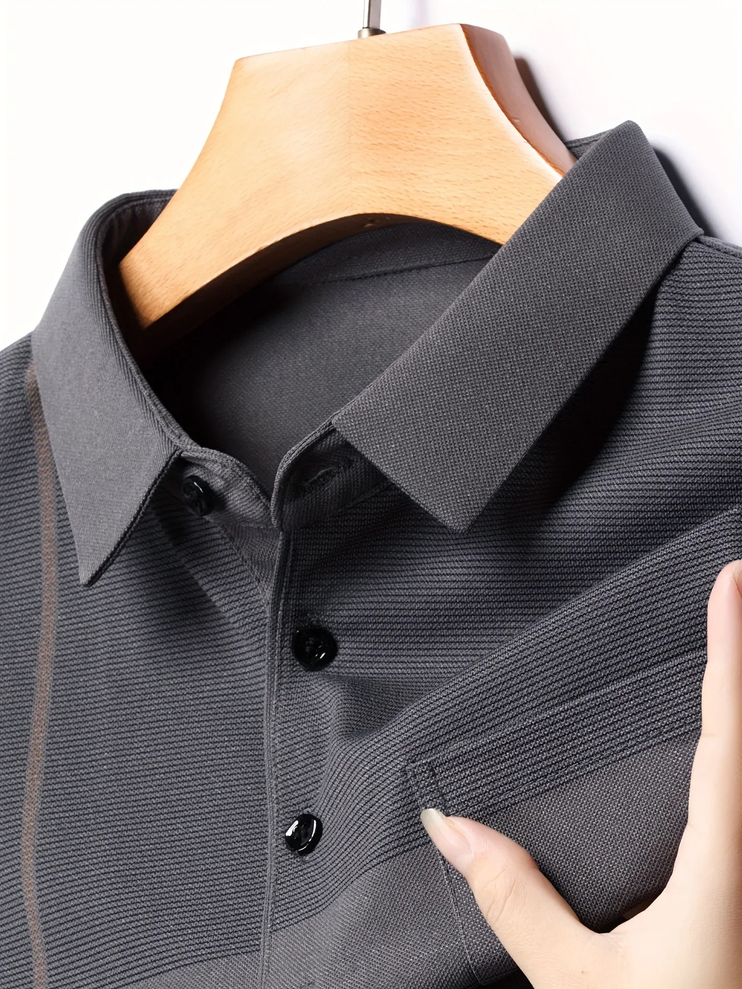 Men's Vintage-Inspired Striped Shirt with Chest Pocket - Breathable, Long Sleeve, Button Detail for Golf & Outdoor Activities - Image 31