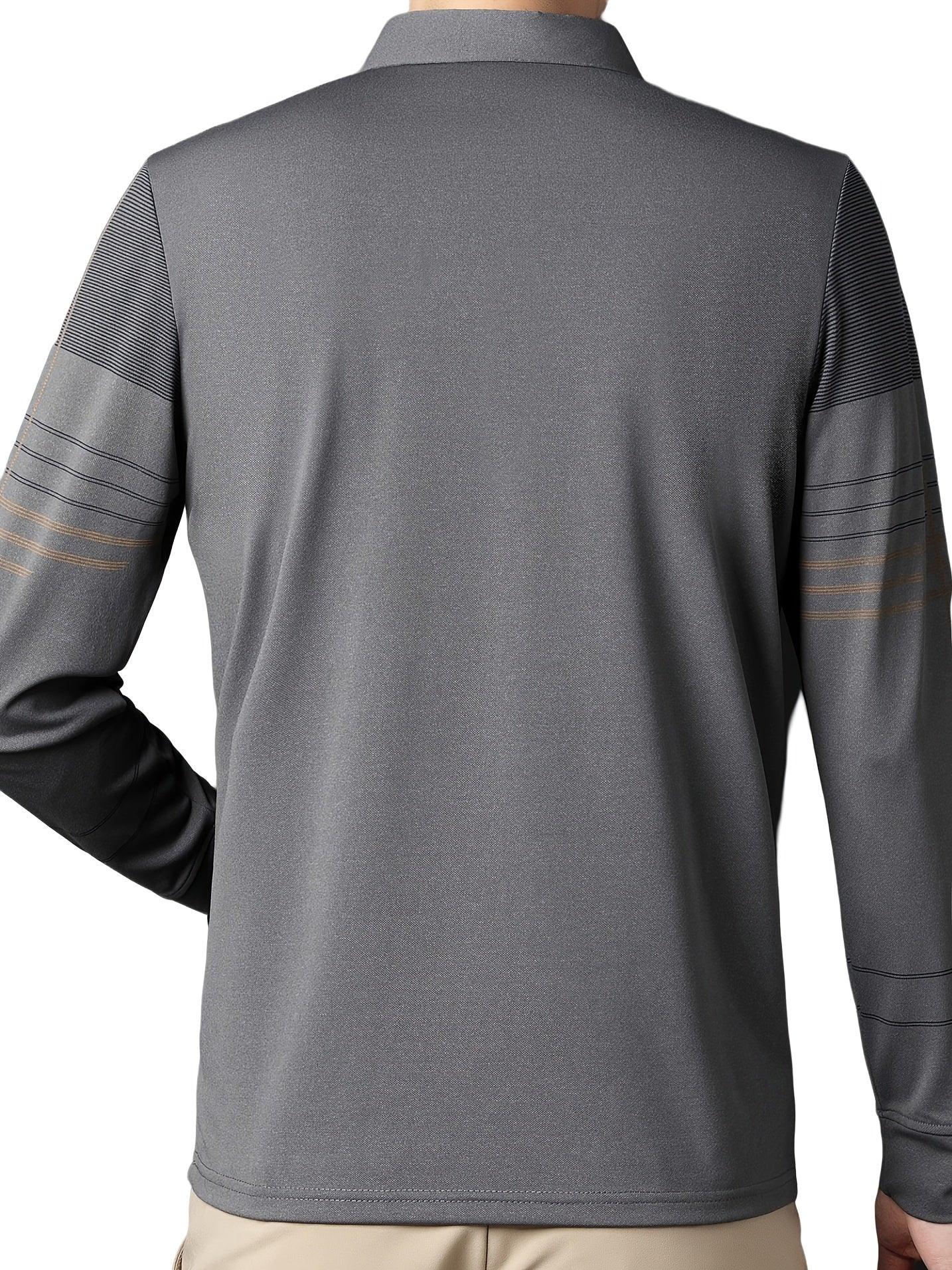 Men's Vintage-Inspired Striped Shirt with Chest Pocket - Breathable, Long Sleeve, Button Detail for Golf & Outdoor Activities - Image 35