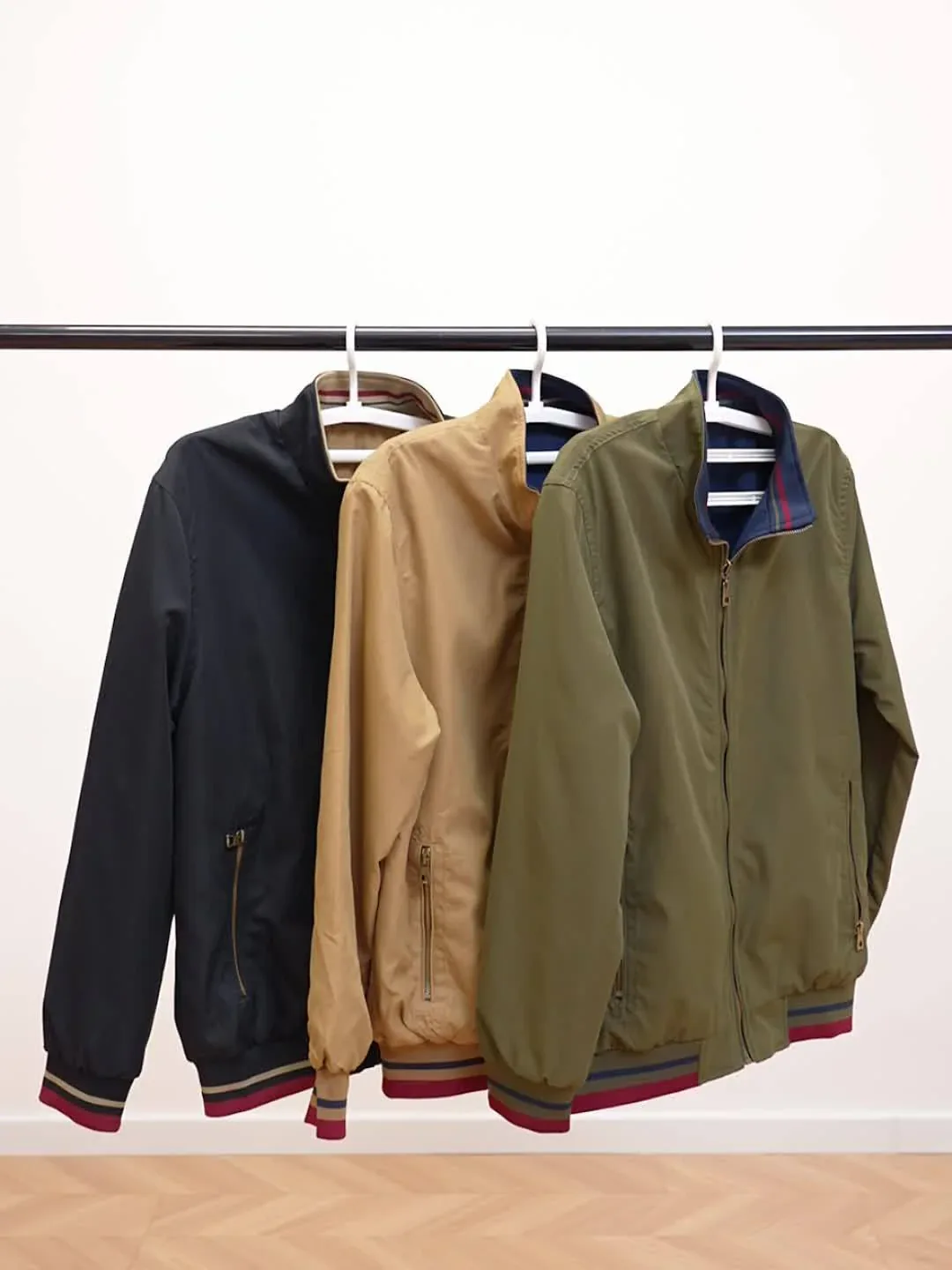 Men's Zip-Up Jacket with Stand Collar - Front Zipper Closure, Beige/ Navy Color Block, Lightweight Polyester Outer Coat for Casual & Formal Events - Machine Washable Everyday Outerwear - Image 11