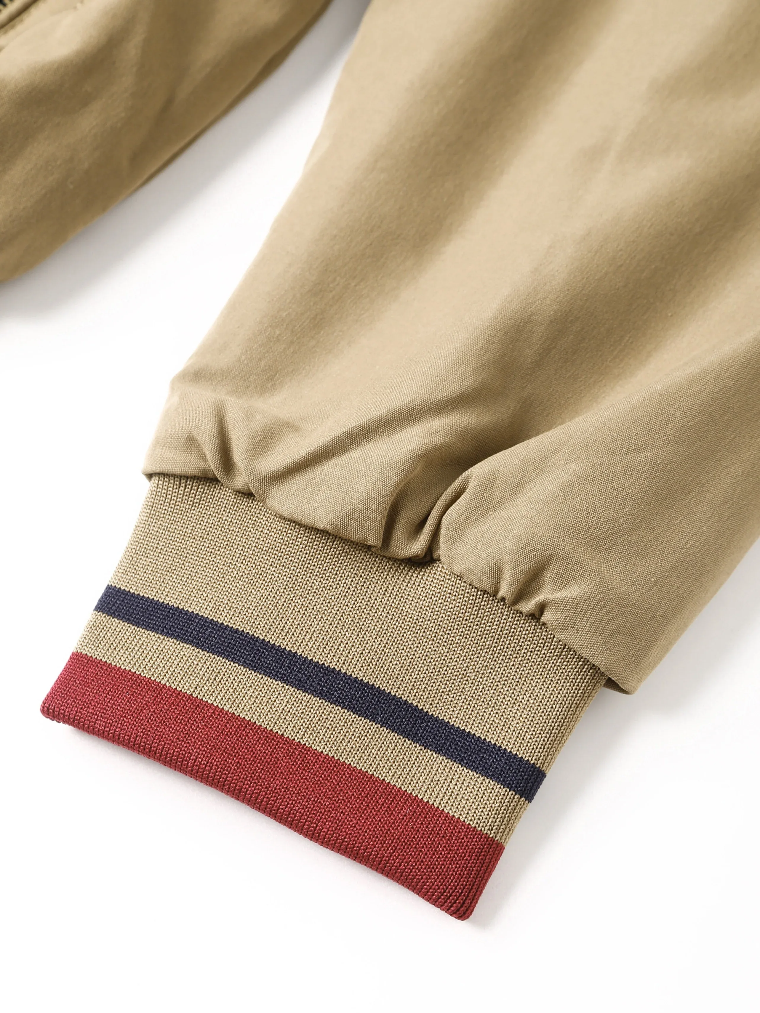 Men's Zip-Up Jacket with Stand Collar - Front Zipper Closure, Beige/ Navy Color Block, Lightweight Polyester Outer Coat for Casual & Formal Events - Machine Washable Everyday Outerwear - Image 13