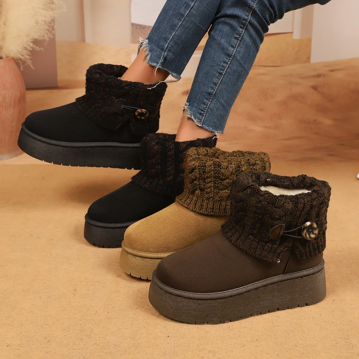 New boots women's 2025 non-slip warm thickened snow velvet short boots winter short cotton shoes - Image 3