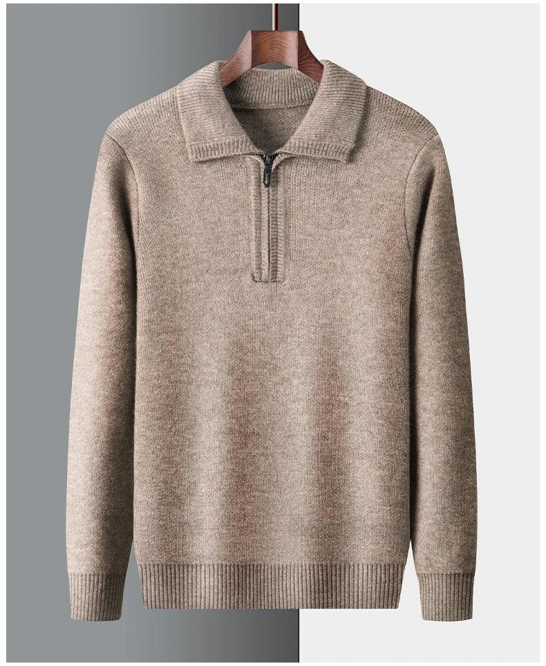 New Men Cashmere Sweater for Warm Comfort Knitted Long Sleeved O-neck Zipper Pullover Alpaca Sweater Male Brand - Image 11