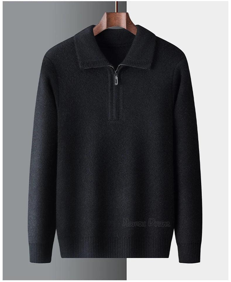 New Men Cashmere Sweater for Warm Comfort Knitted Long Sleeved O-neck Zipper Pullover Alpaca Sweater Male Brand - Image 12