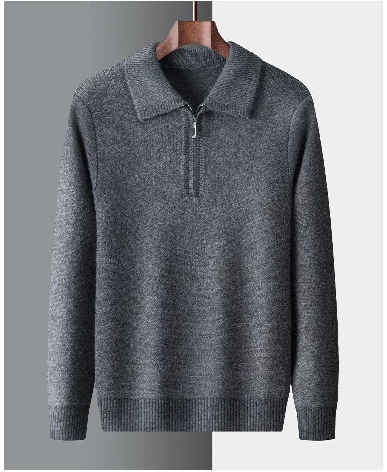 New Men Cashmere Sweater for Warm Comfort Knitted Long Sleeved O-neck Zipper Pullover Alpaca Sweater Male Brand - Image 13