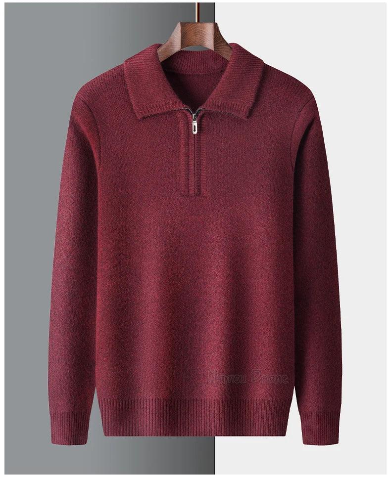 New Men Cashmere Sweater for Warm Comfort Knitted Long Sleeved O-neck Zipper Pullover Alpaca Sweater Male Brand - Image 14