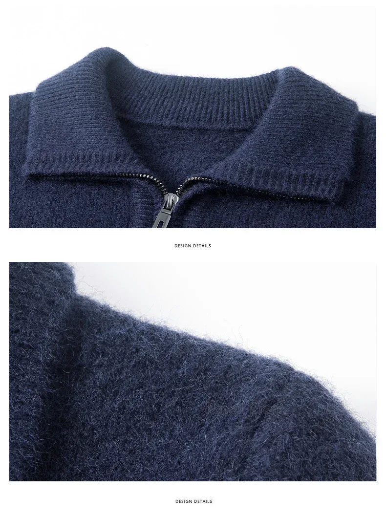 New Men Cashmere Sweater for Warm Comfort Knitted Long Sleeved O-neck Zipper Pullover Alpaca Sweater Male Brand - Image 15
