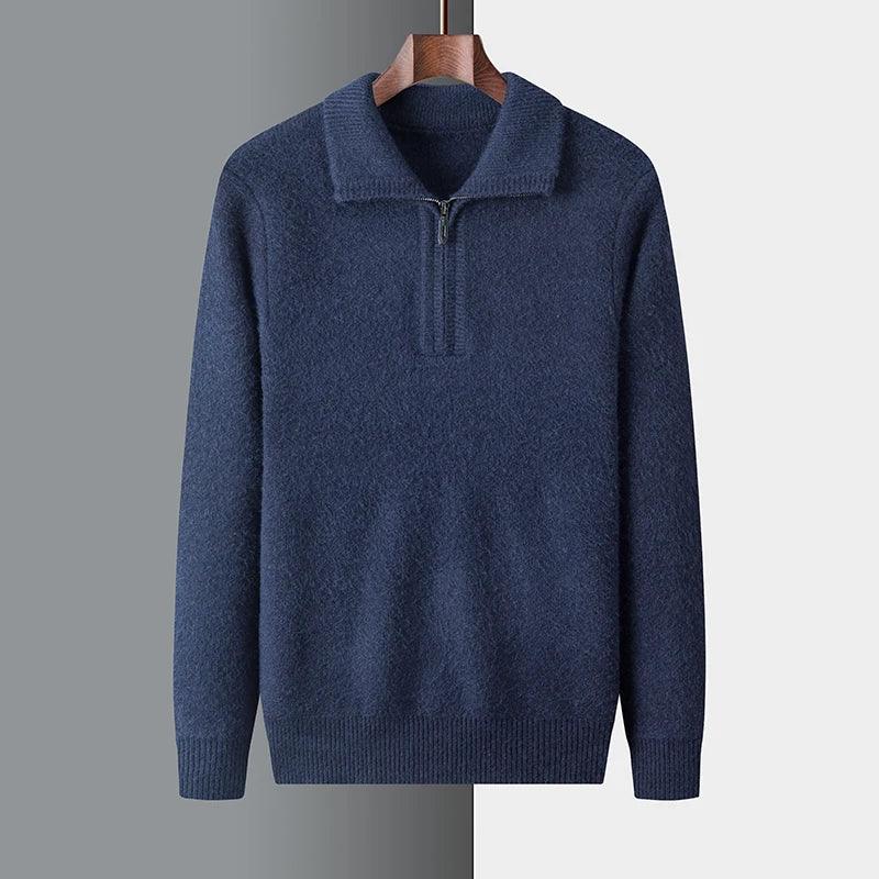 New Men Cashmere Sweater for Warm Comfort Knitted Long Sleeved O-neck Zipper Pullover Alpaca Sweater Male Brand - Image 17