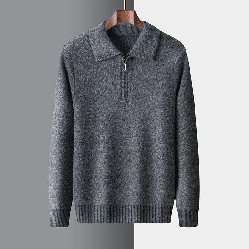 New Men Cashmere Sweater for Warm Comfort Knitted Long Sleeved O-neck Zipper Pullover Alpaca Sweater Male Brand - Image 2