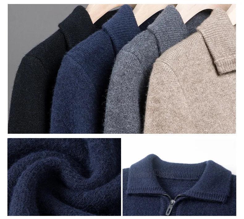 New Men Cashmere Sweater for Warm Comfort Knitted Long Sleeved O-neck Zipper Pullover Alpaca Sweater Male Brand - Image 8