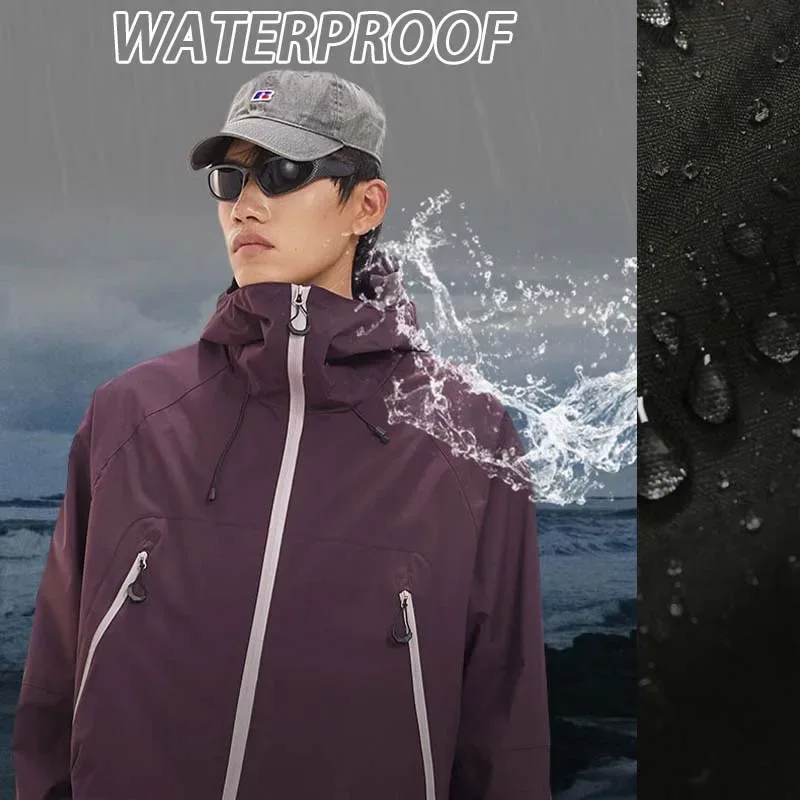 New Men Waterproof Hiking Jacket Women Windproof Sports Coat High Quality Hooded Jacket Outdoor Ride Climbing Running Jacket - Image 2