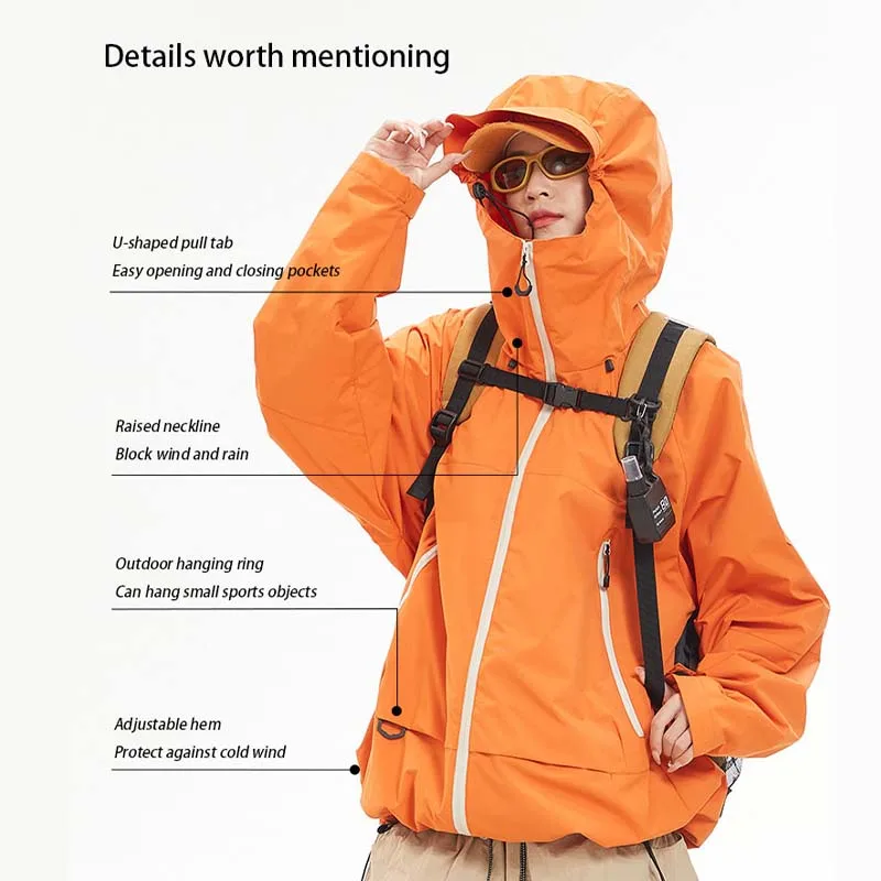 New Men Waterproof Hiking Jacket Women Windproof Sports Coat High Quality Hooded Jacket Outdoor Ride Climbing Running Jacket - Image 3