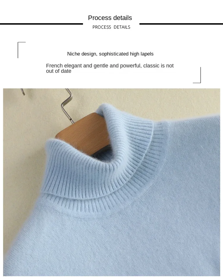 New Women's Clothing For Autumn/Winter 2024 100% Mink Plush Turtleneck Pullover Sweater Ladies Cashmere Sweater Dbr-018 - Image 12