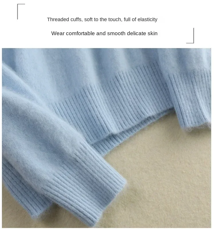 New Women's Clothing For Autumn/Winter 2024 100% Mink Plush Turtleneck Pullover Sweater Ladies Cashmere Sweater Dbr-018 - Image 13