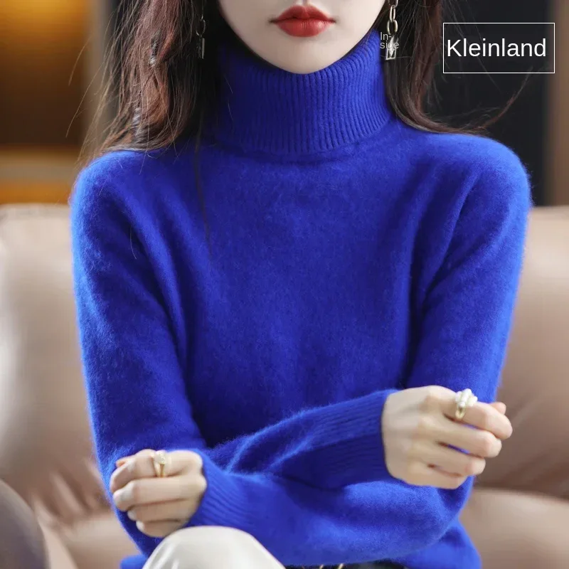 New Women's Clothing For Autumn/Winter 2024 100% Mink Plush Turtleneck Pullover Sweater Ladies Cashmere Sweater Dbr-018 - Image 43