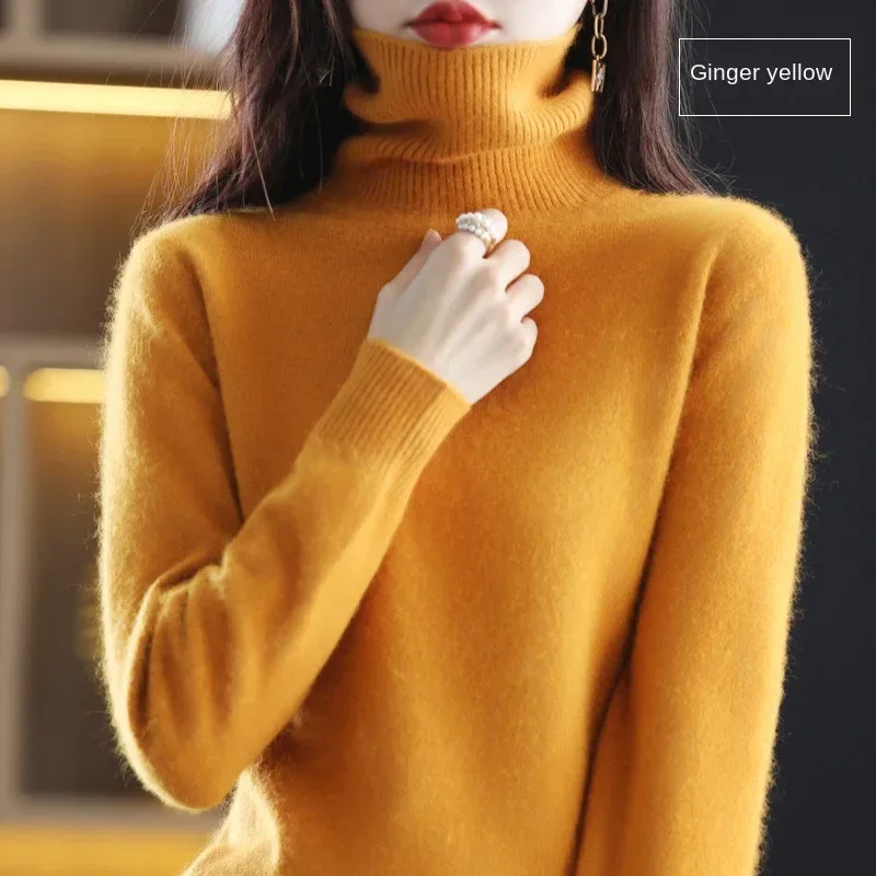 New Women's Clothing For Autumn/Winter 2024 100% Mink Plush Turtleneck Pullover Sweater Ladies Cashmere Sweater Dbr-018 - Image 45