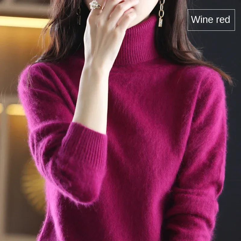 New Women's Clothing For Autumn/Winter 2024 100% Mink Plush Turtleneck Pullover Sweater Ladies Cashmere Sweater Dbr-018 - Image 49
