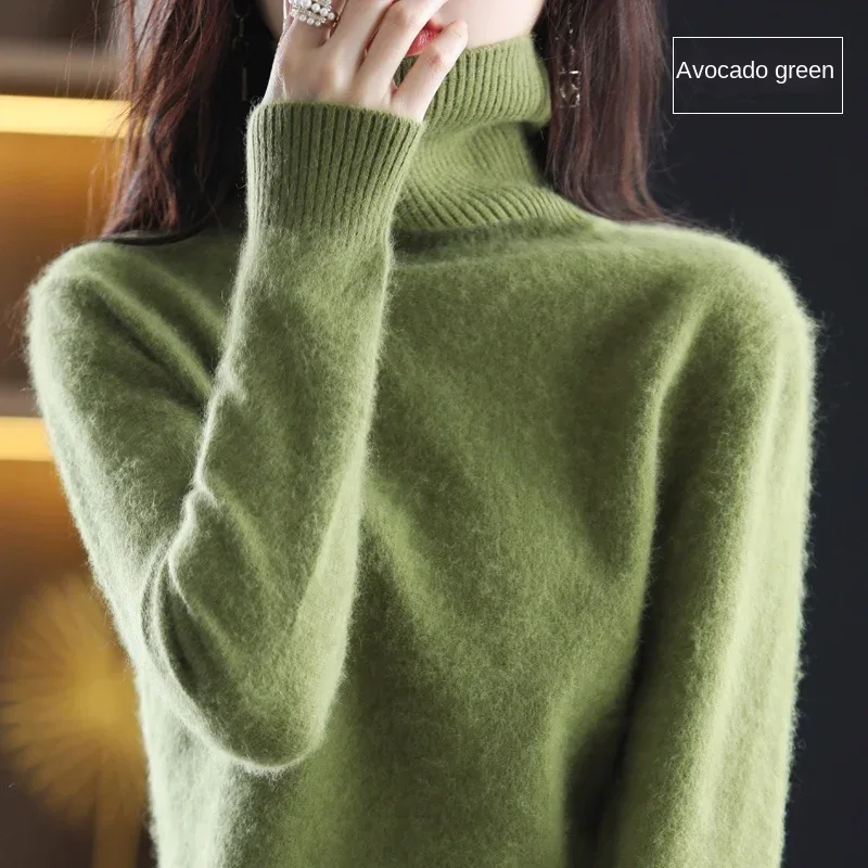 New Women's Clothing For Autumn/Winter 2024 100% Mink Plush Turtleneck Pullover Sweater Ladies Cashmere Sweater Dbr-018 - Image 52