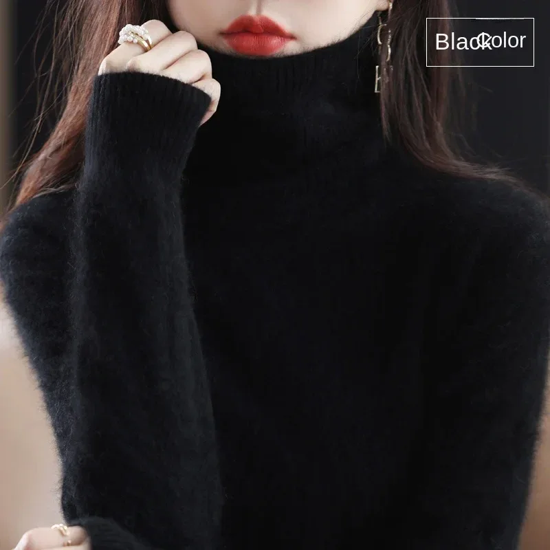 New Women's Clothing For Autumn/Winter 2024 100% Mink Plush Turtleneck Pullover Sweater Ladies Cashmere Sweater Dbr-018 - Image 59