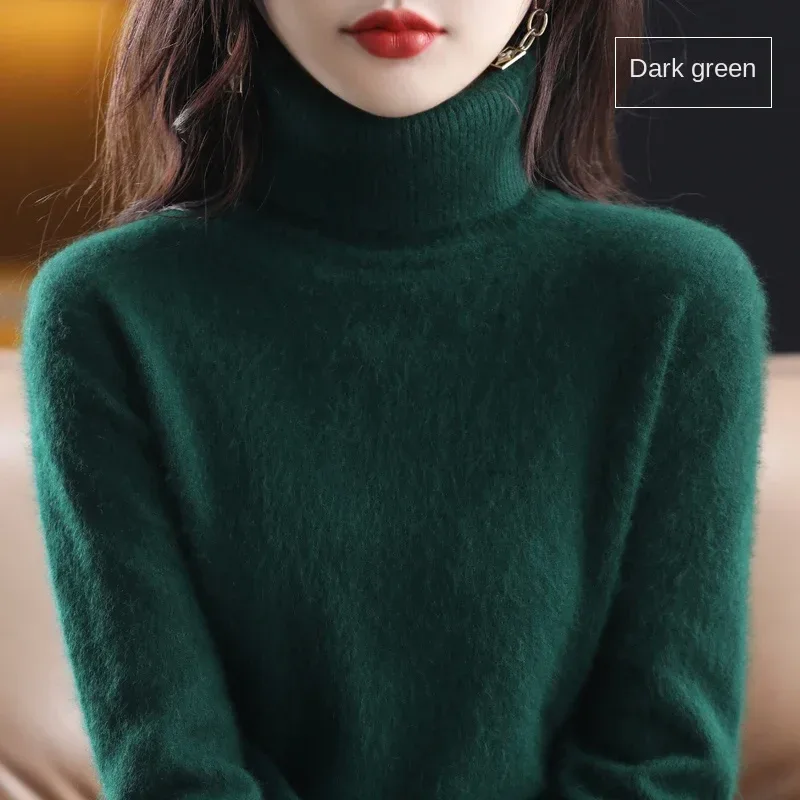 New Women's Clothing For Autumn/Winter 2024 100% Mink Plush Turtleneck Pullover Sweater Ladies Cashmere Sweater Dbr-018 - Image 64
