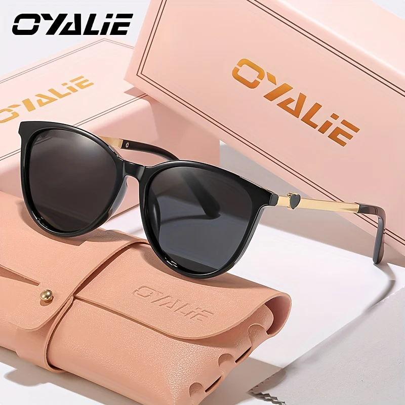 OYALIE Women's Retro Cat Eye Fashion Glasses, Trendy Design with Love embellished Metal Legs, Suitable for Daily Wear and Party Use - Image 3