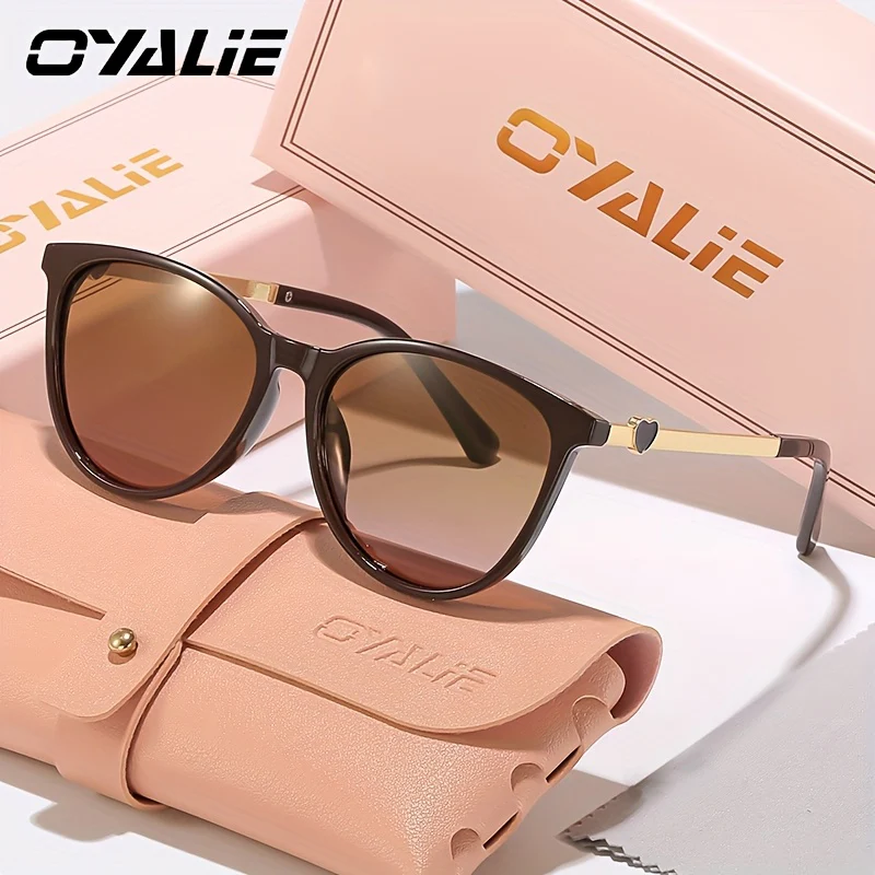 OYALIE Women's Retro Cat Eye Fashion Glasses, Trendy Design with Love embellished Metal Legs, Suitable for Daily Wear and Party Use - Image 4