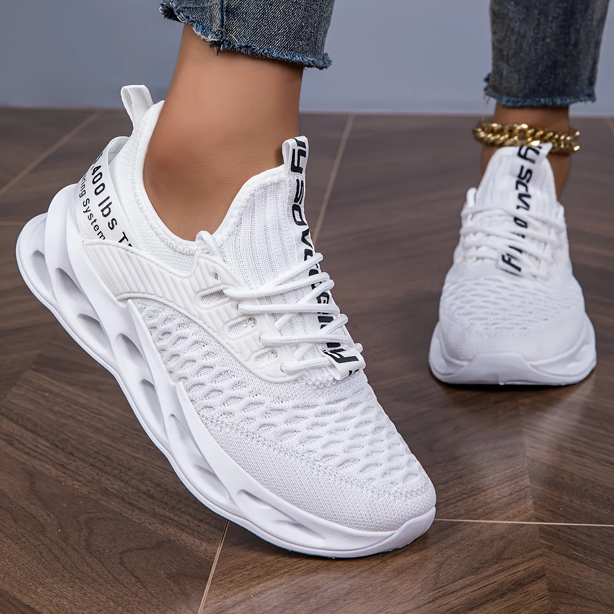 Pink Comfortable Trendy Hollow-Out Sole Women's Shoes, Couple's Shock-Absorbing Rebound All-Season New Breathable Commuter Casual Fashion Versatile Sneakers, Affordable Large-Size Women's Sneakers, Women's Running Shoes, Women's Tennis Shoes - Image 10