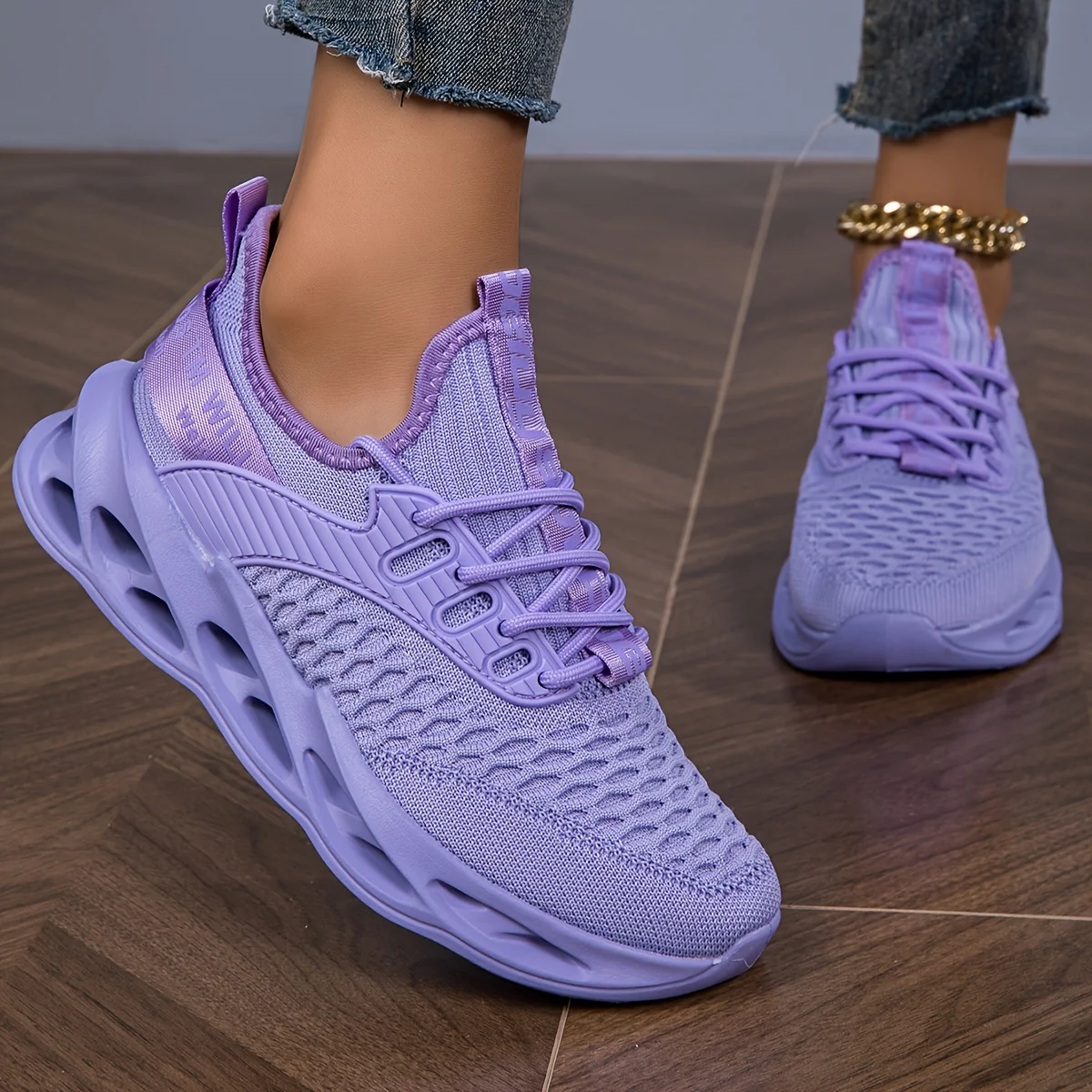 Pink Comfortable Trendy Hollow-Out Sole Women's Shoes, Couple's Shock-Absorbing Rebound All-Season New Breathable Commuter Casual Fashion Versatile Sneakers, Affordable Large-Size Women's Sneakers, Women's Running Shoes, Women's Tennis Shoes - Image 14