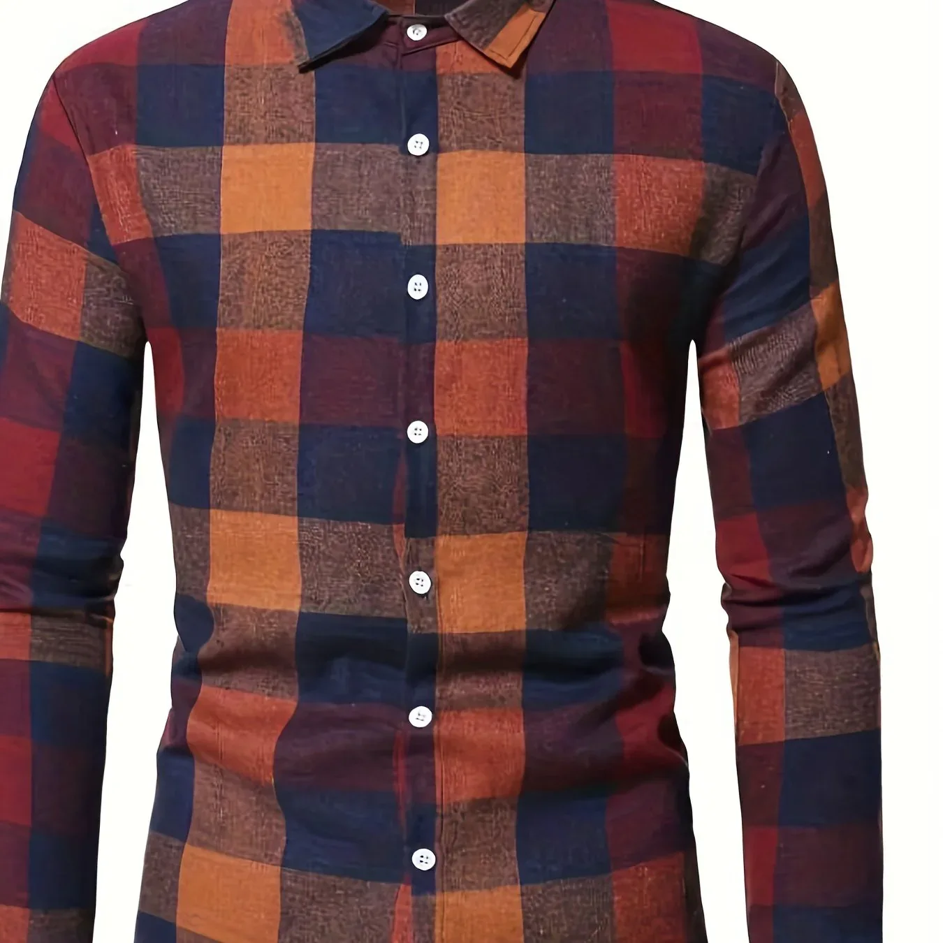 Plaid Pattern Men's Casual Retro Long Sleeve Button Up Shirt For Spring Fall Outdoor - Image 11