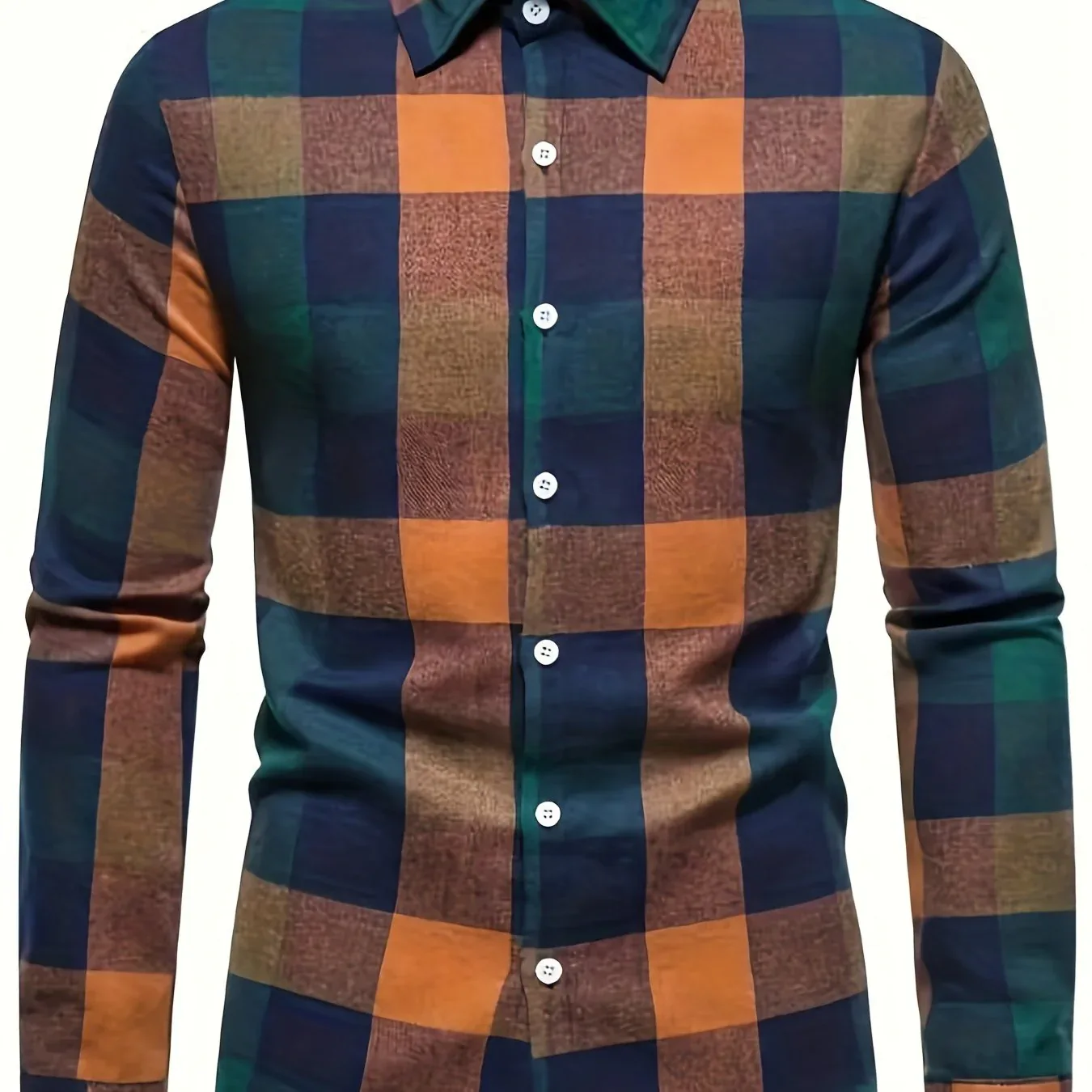 Plaid Pattern Men's Casual Retro Long Sleeve Button Up Shirt For Spring Fall Outdoor - Image 12