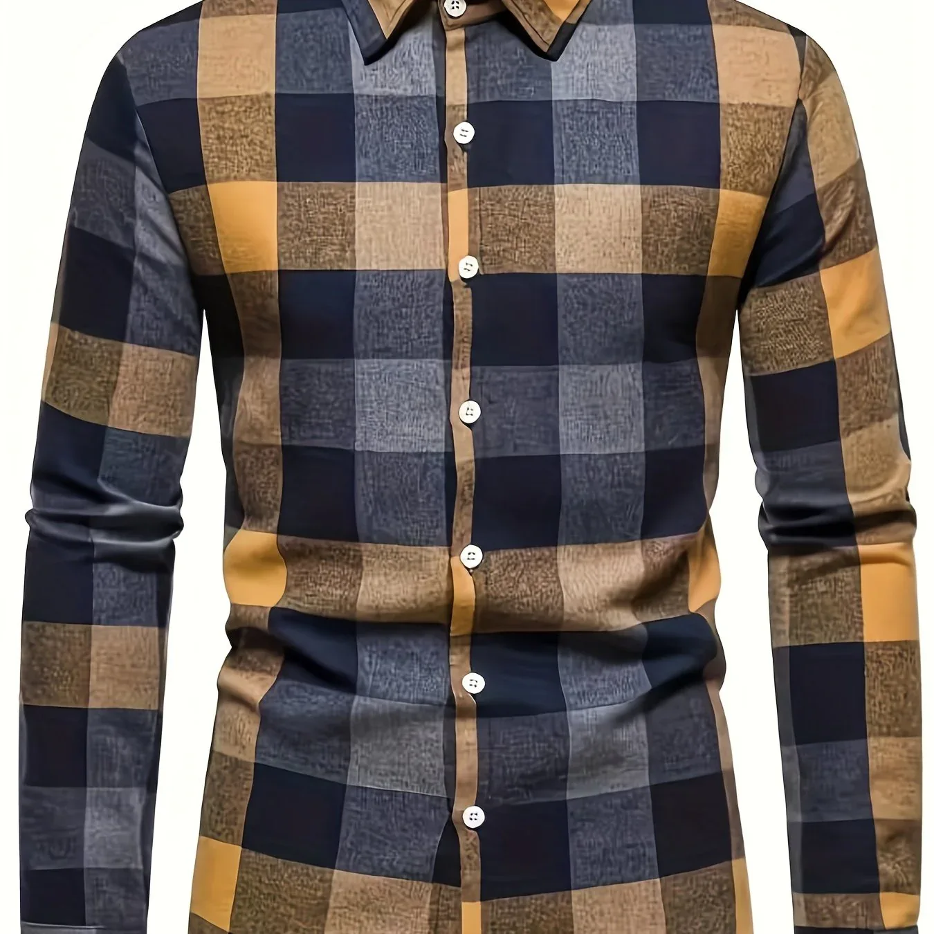 Plaid Pattern Men's Casual Retro Long Sleeve Button Up Shirt For Spring Fall Outdoor - Image 13
