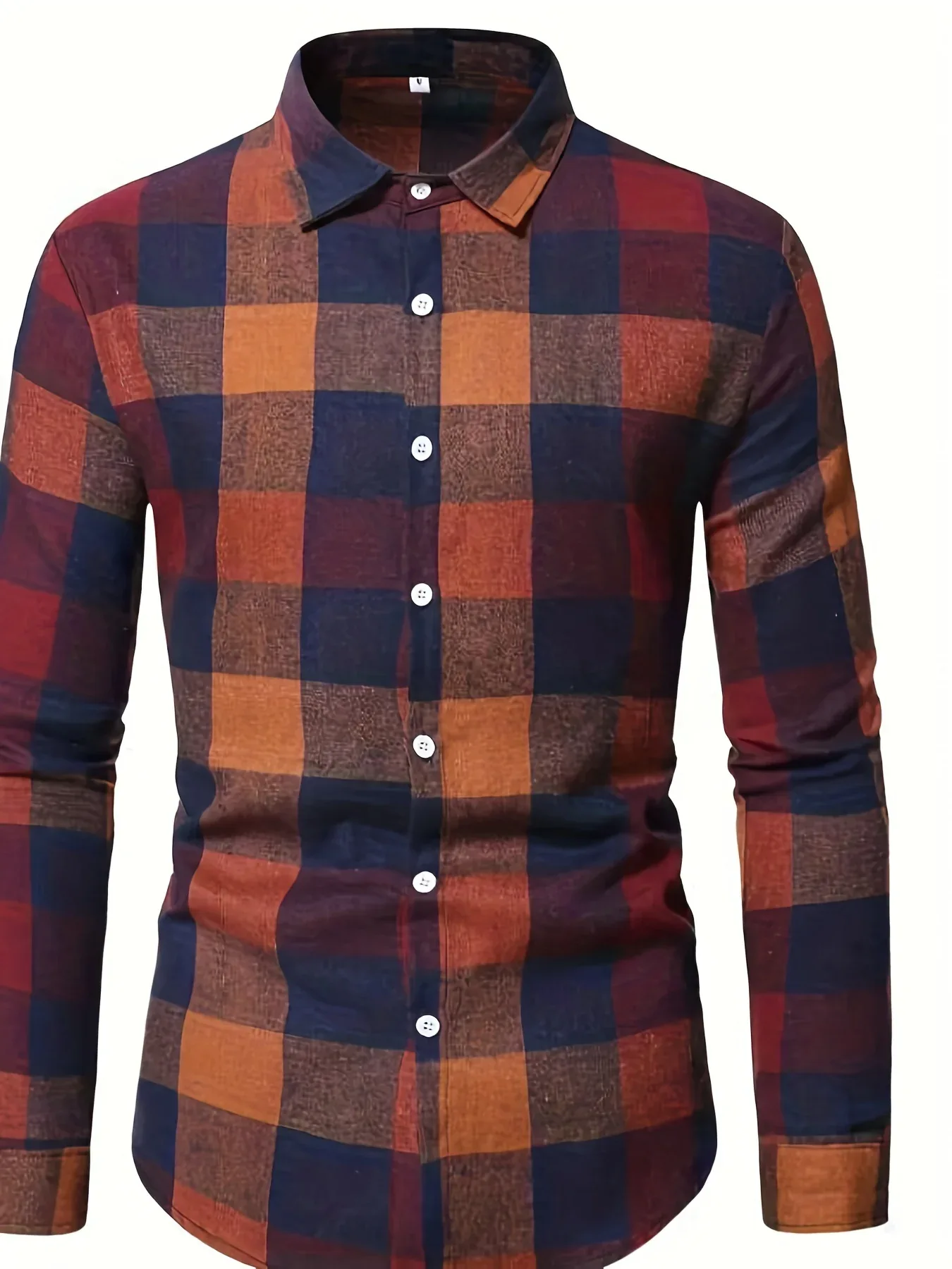 Plaid Pattern Men's Casual Retro Long Sleeve Button Up Shirt For Spring Fall Outdoor - Image 3