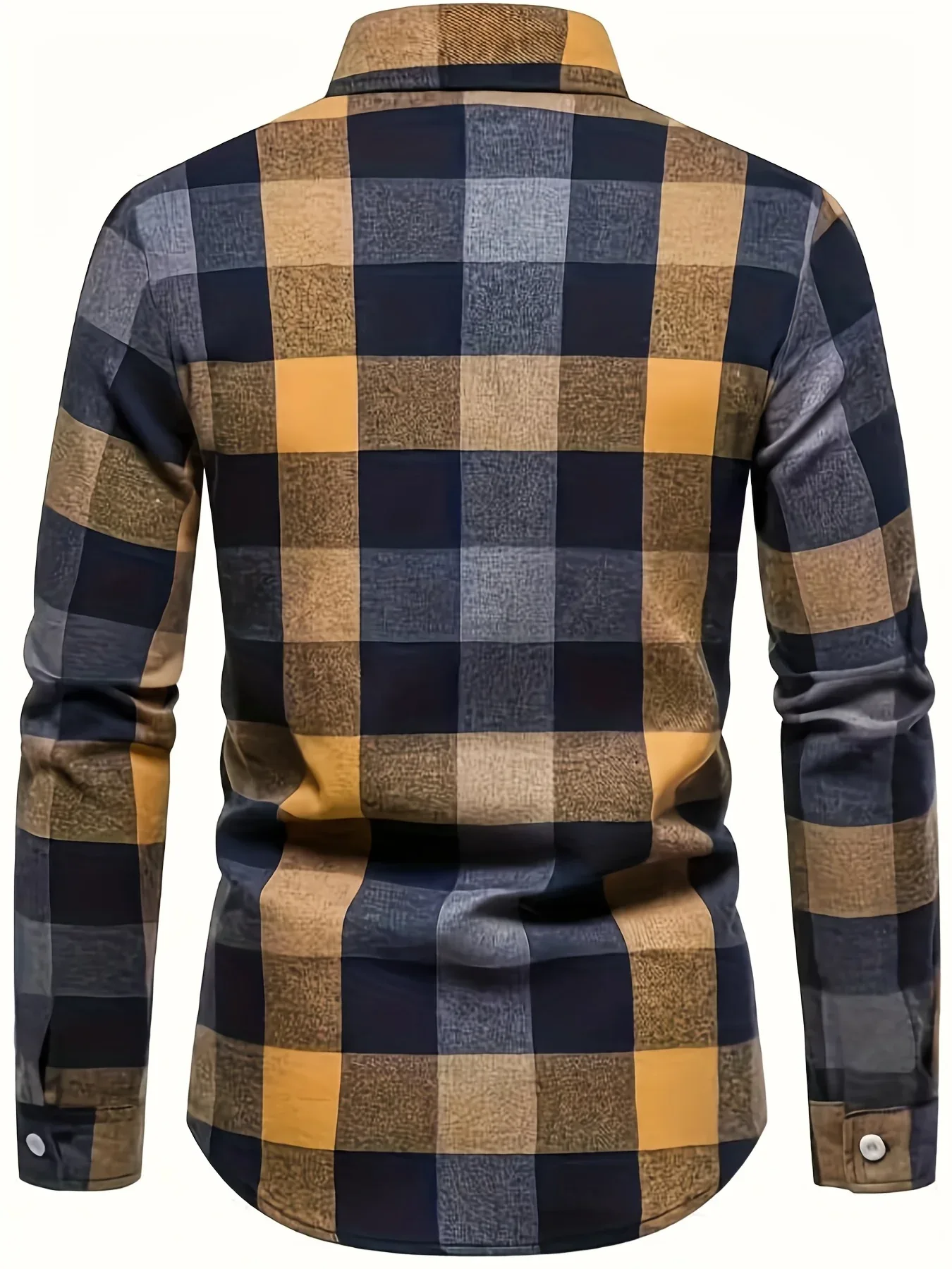 Plaid Pattern Men's Casual Retro Long Sleeve Button Up Shirt For Spring Fall Outdoor - Image 4