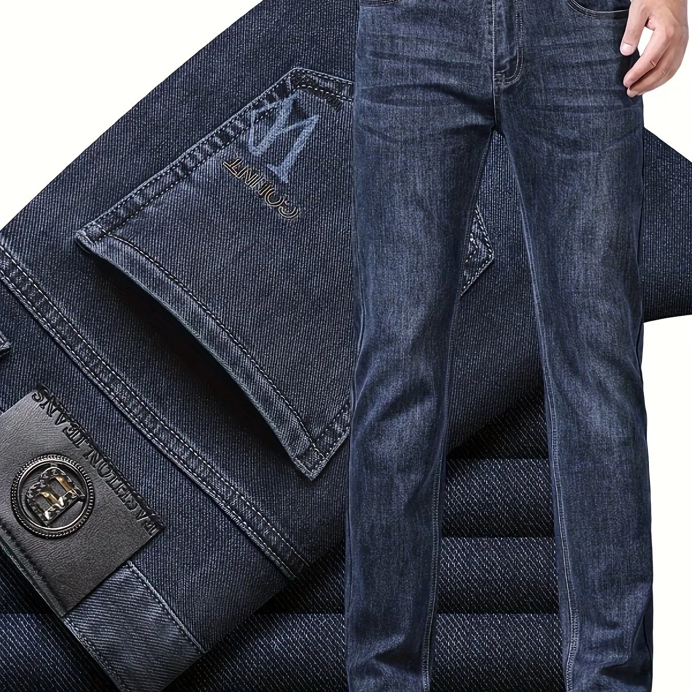 Premium Men's Jeans 2025 Trendy Slim Fit Straight-Leg Denim Pants for Autumn/Winter, Thick Casual Trousers for All Seasons - Image 11
