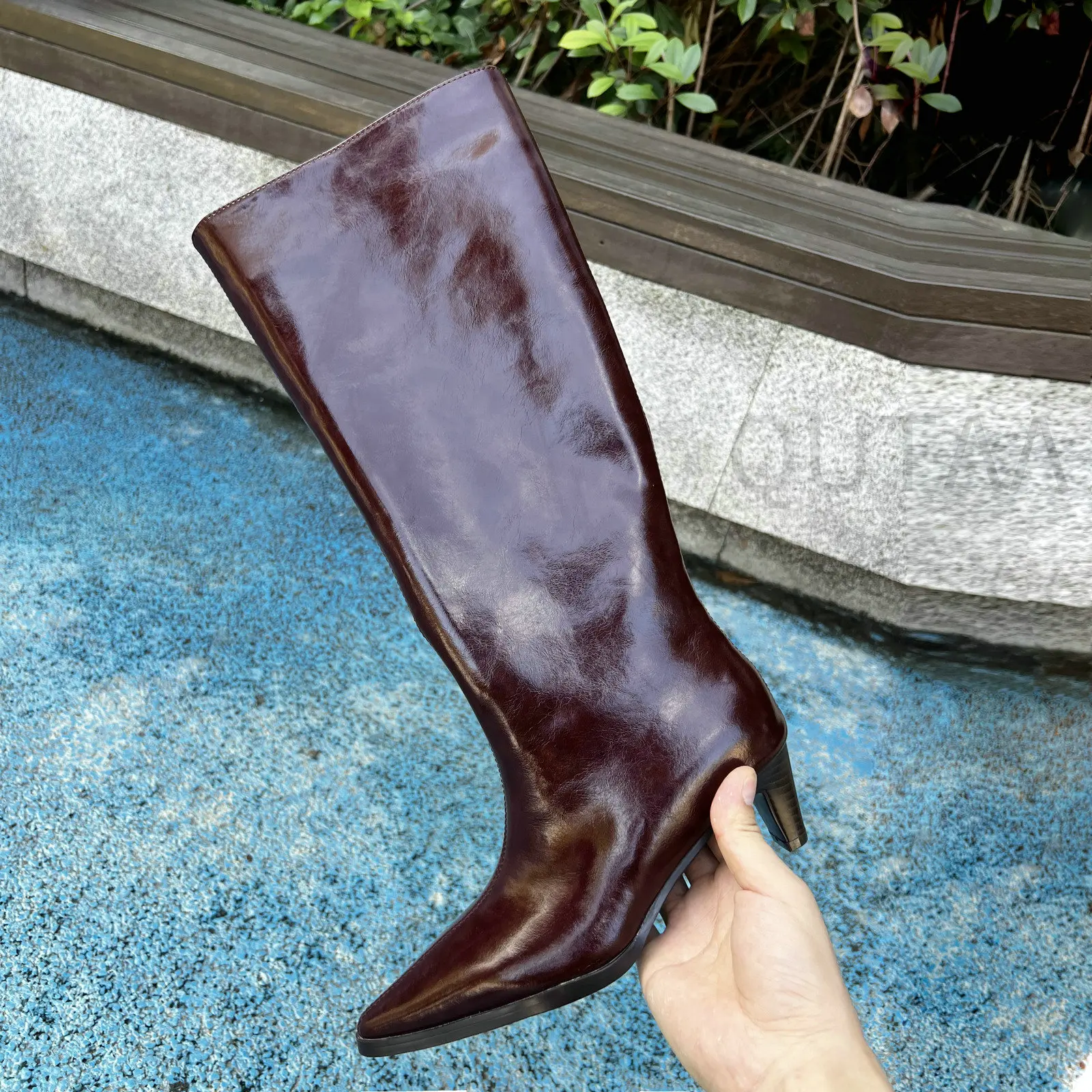 QUTAA Fashion Winter Women Knee High Boots Cow Suede Autumn Shoes Pointed Toe Buckles Chunky High Heels Motorcycle Boots 34-43 - Image 17