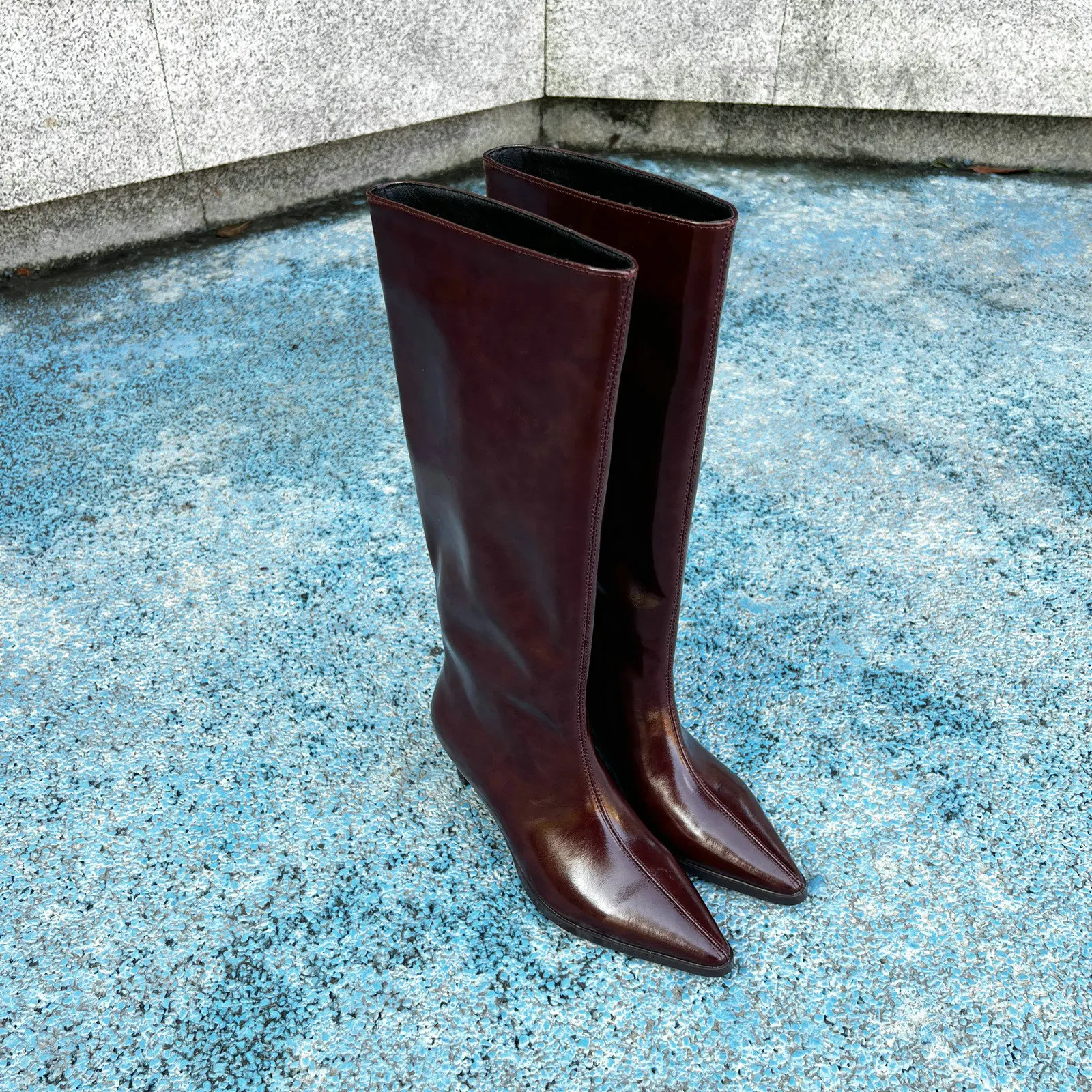 QUTAA Fashion Winter Women Knee High Boots Cow Suede Autumn Shoes Pointed Toe Buckles Chunky High Heels Motorcycle Boots 34-43 - Image 18