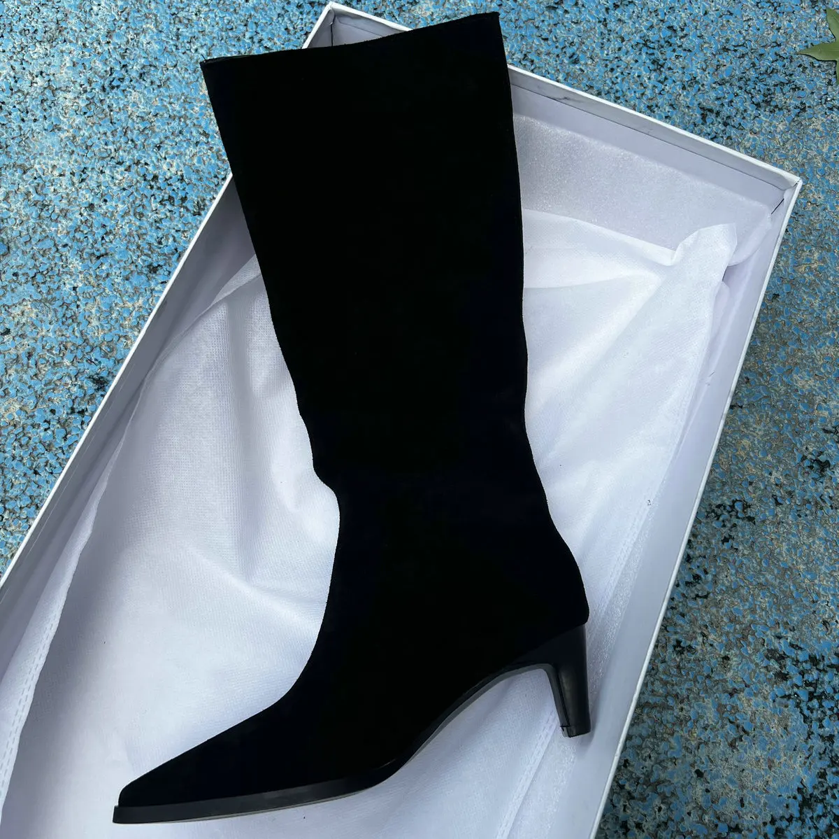 QUTAA Fashion Winter Women Knee High Boots Cow Suede Autumn Shoes Pointed Toe Buckles Chunky High Heels Motorcycle Boots 34-43 - Image 22