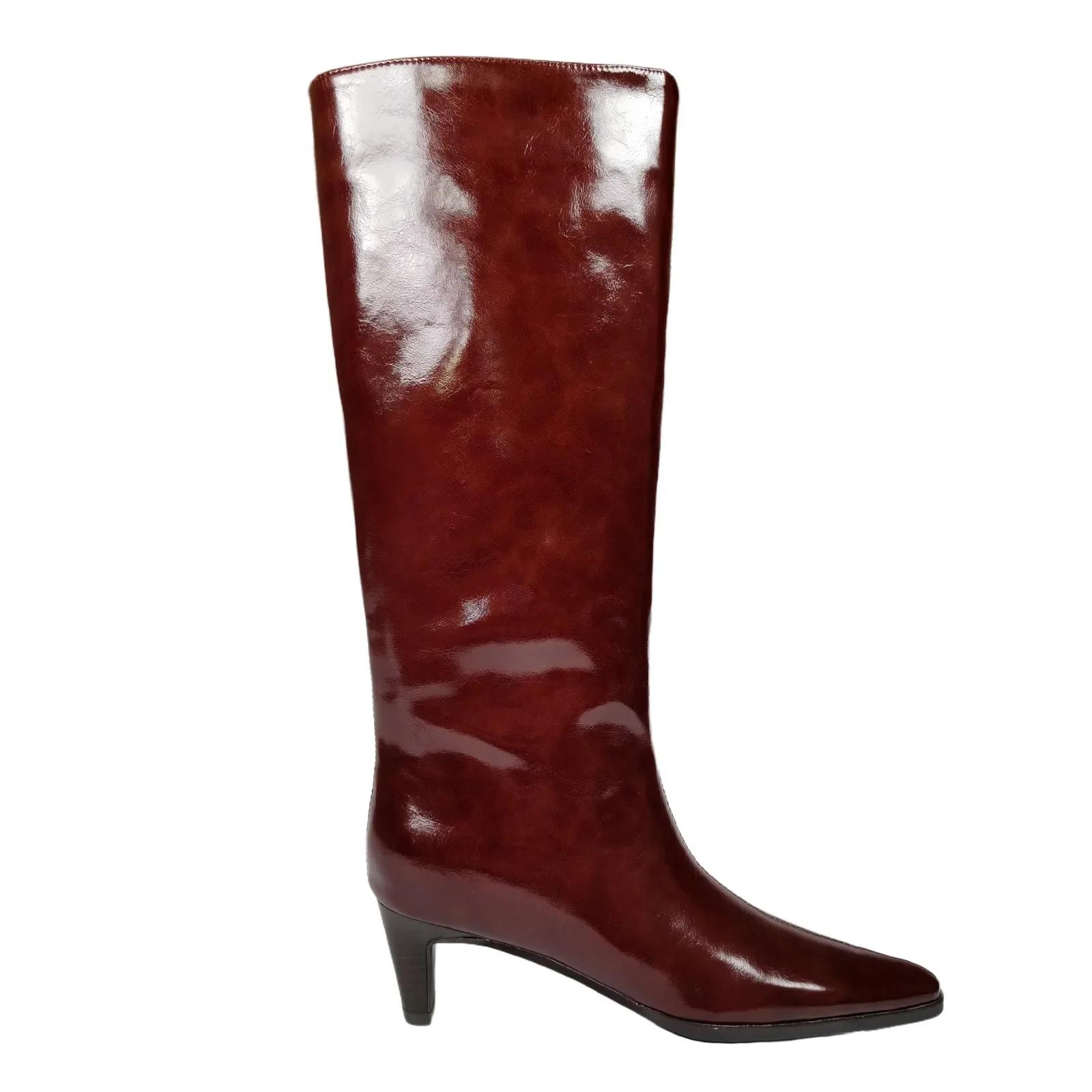 QUTAA Fashion Winter Women Knee High Boots Cow Suede Autumn Shoes Pointed Toe Buckles Chunky High Heels Motorcycle Boots 34-43 - Image 42