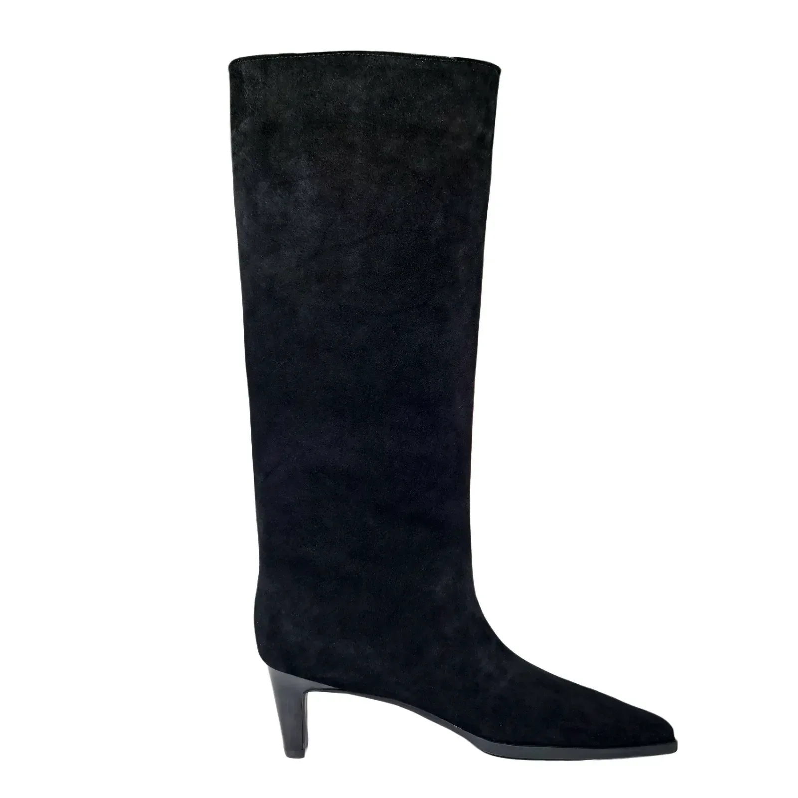 QUTAA Fashion Winter Women Knee High Boots Cow Suede Autumn Shoes Pointed Toe Buckles Chunky High Heels Motorcycle Boots 34-43 - Image 43