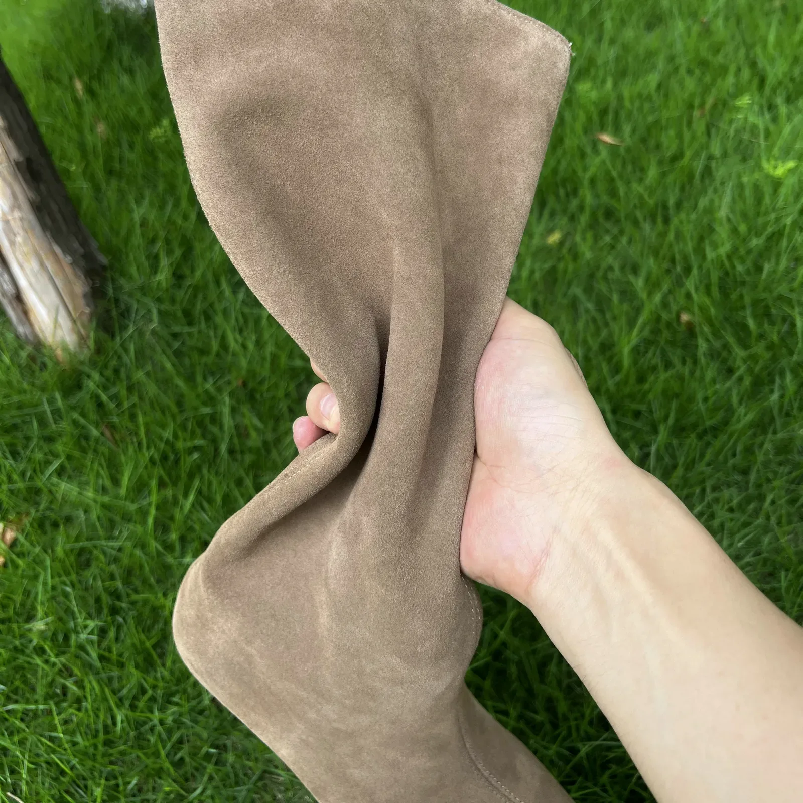 QUTAA Fashion Winter Women Knee High Boots Cow Suede Autumn Shoes Pointed Toe Buckles Chunky High Heels Motorcycle Boots 34-43 - Image 9