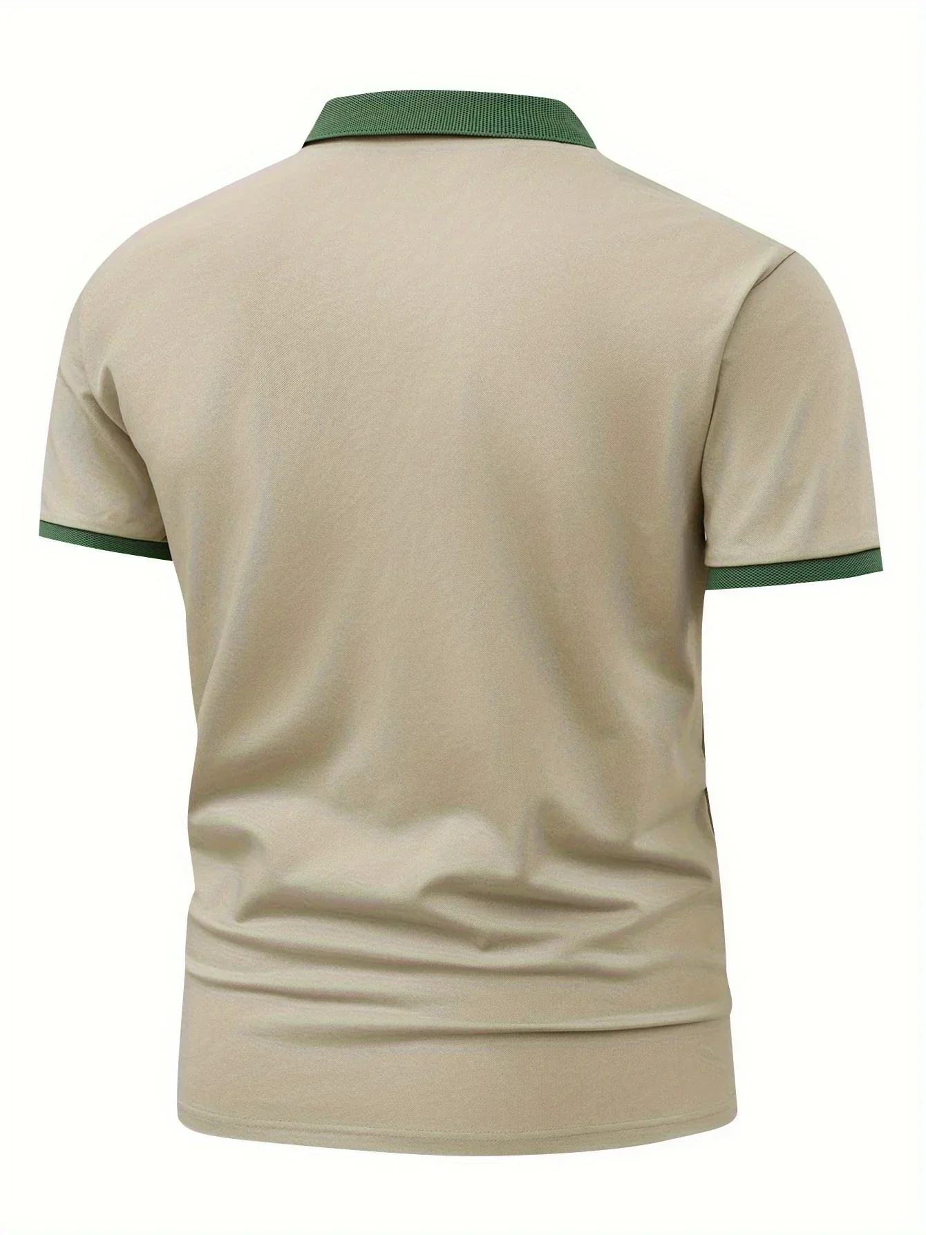R.M.Williams Men'S Casual Summer Shirt - Beige with Green Collar & Cuffs, Button-Up Collar, Short Sleeve, Regular Fit for Gym, Outdoor Activities & Casual Attire, Gym Apparel, Classic Collar Design, Comfortable Fit - Image 8
