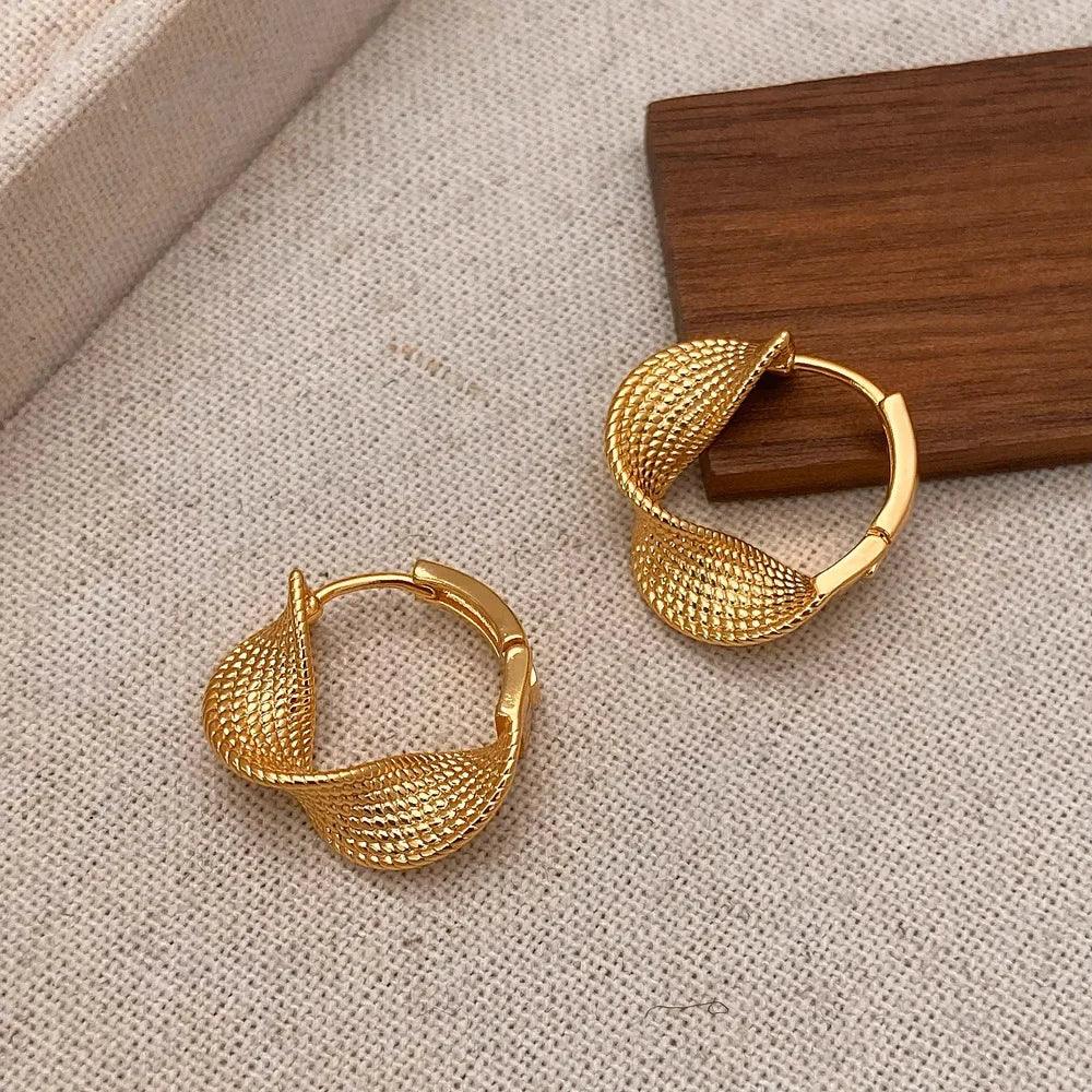 Real 925 Sterling Silver 14K Gold Twisted Wrinkled Round Hoop Earrings for Women Minimalist Trendy Fine Jewelry Accessories - Image 10