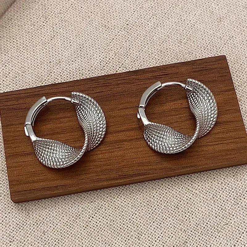 Real 925 Sterling Silver 14K Gold Twisted Wrinkled Round Hoop Earrings for Women Minimalist Trendy Fine Jewelry Accessories - Image 12