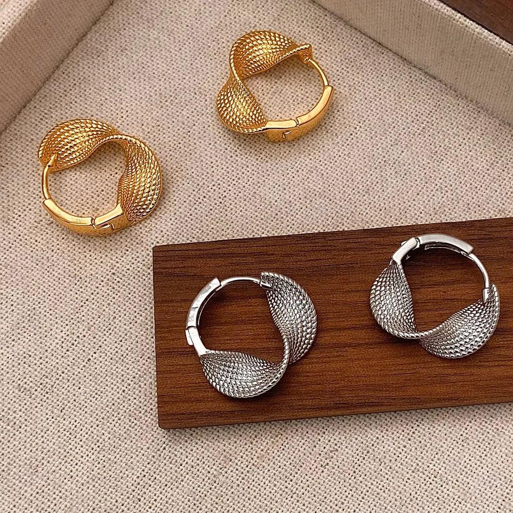 Real 925 Sterling Silver 14K Gold Twisted Wrinkled Round Hoop Earrings for Women Minimalist Trendy Fine Jewelry Accessories - Image 8