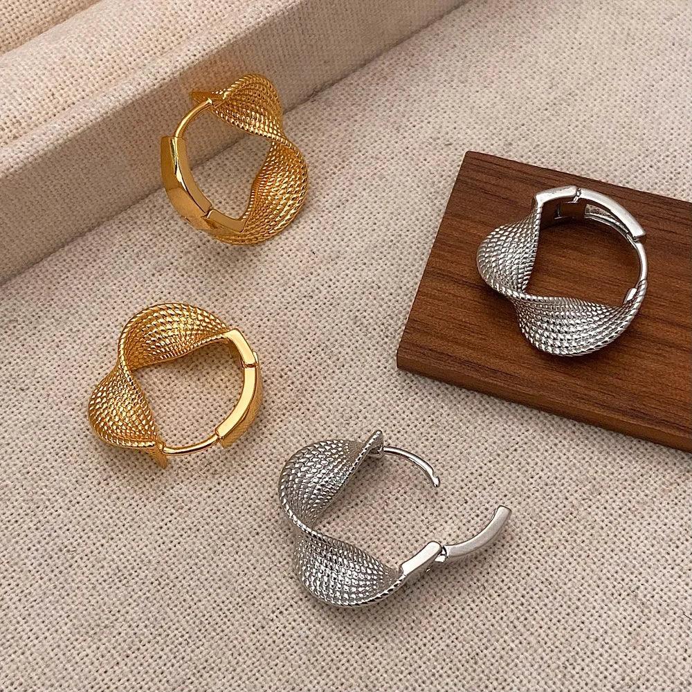 Real 925 Sterling Silver 14K Gold Twisted Wrinkled Round Hoop Earrings for Women Minimalist Trendy Fine Jewelry Accessories - Image 9