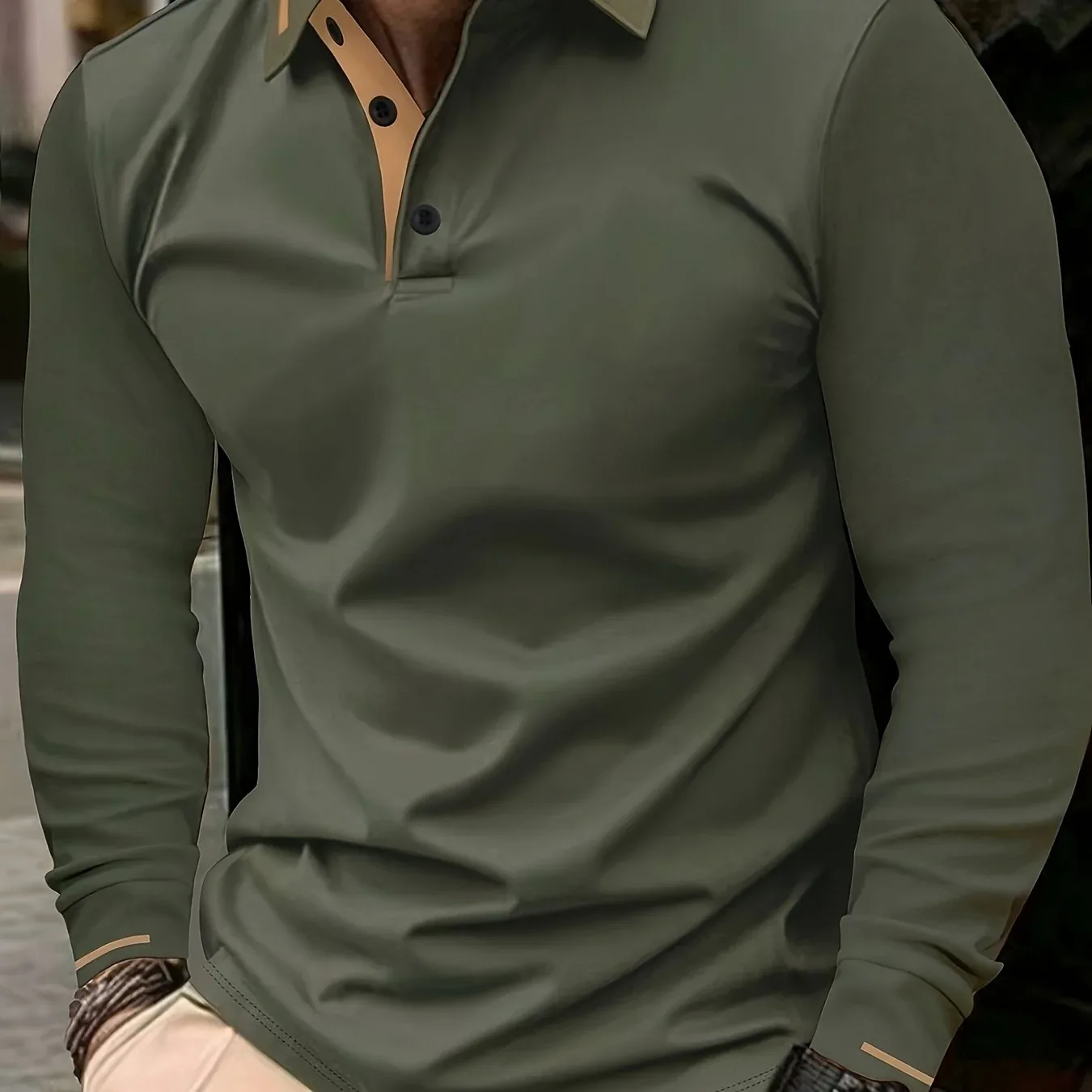 Ribbed Stretch Long Sleeve Polo - Image 14