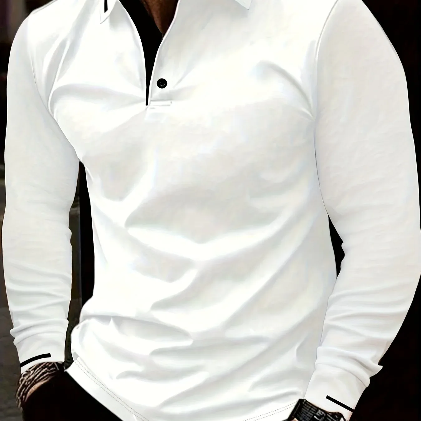 Ribbed Stretch Long Sleeve Polo - Image 15