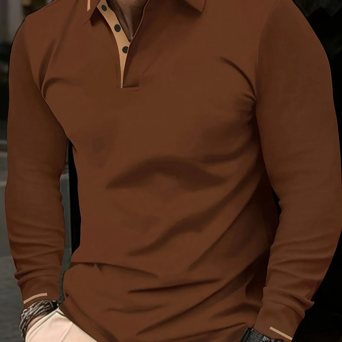 Ribbed Stretch Long Sleeve Polo - Image 16