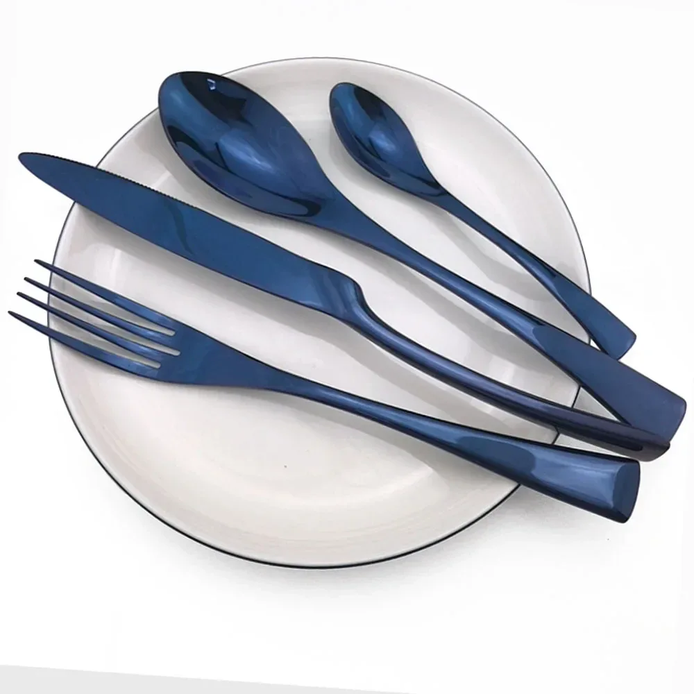 Set of 4 Luxury Shiny Mirror Champagne Knife Fork Spoon Cutlery Dinnerware Set 304 Stainless Steel Flatware Silverware Sets - Image 12