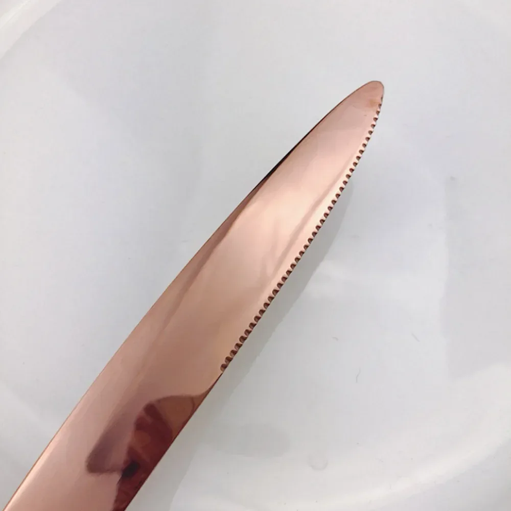 Set of 4 Luxury Shiny Mirror Champagne Knife Fork Spoon Cutlery Dinnerware Set 304 Stainless Steel Flatware Silverware Sets - Image 5